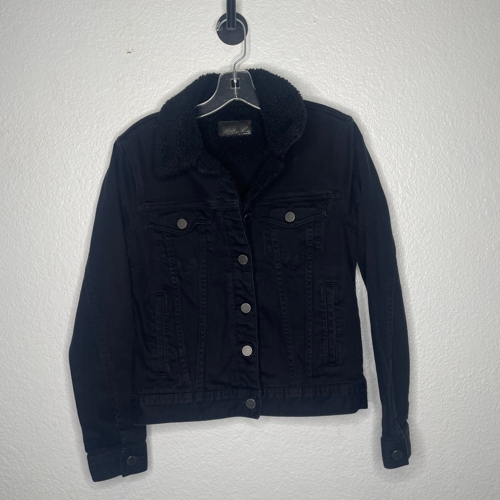 Articles of Society Black Denim Sherpa Collar Jacket Small Liz Montpelier